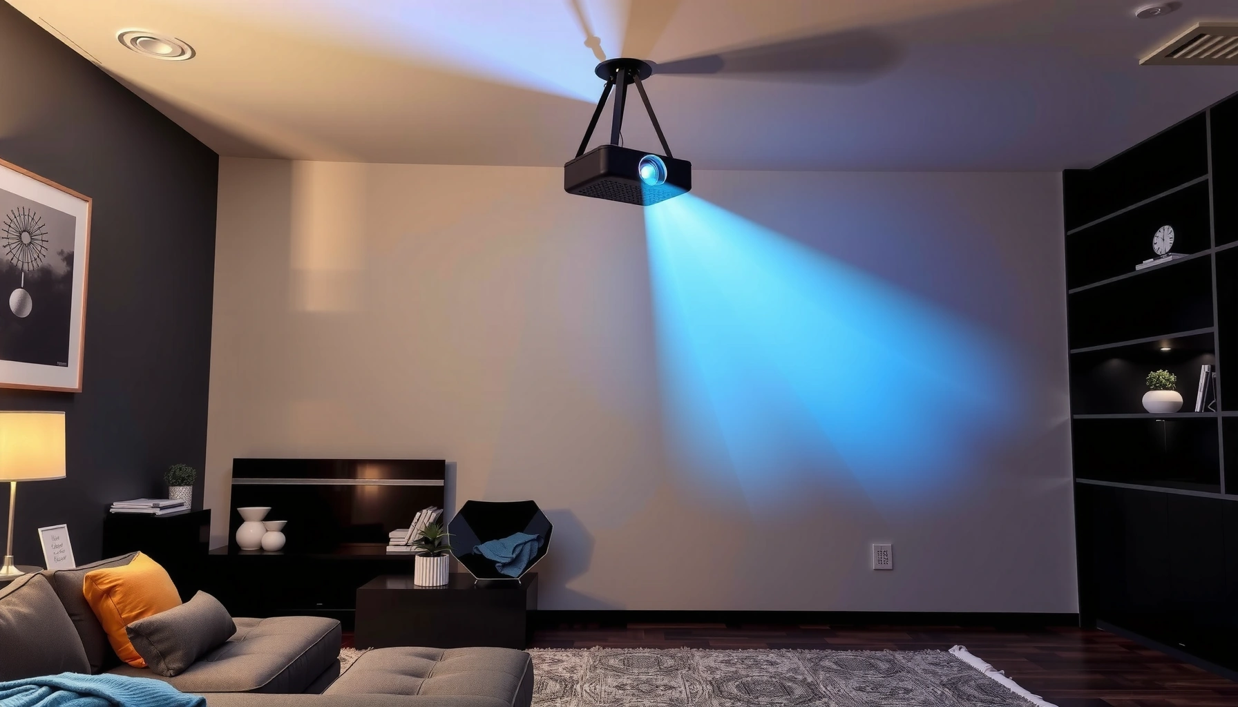 A projector displaying guidelines on safe runtime duration for optimal performance and longevity.